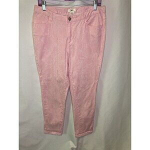 CATO Womens 10 Pink Snake Print Ankle Pants Cotton Stretch